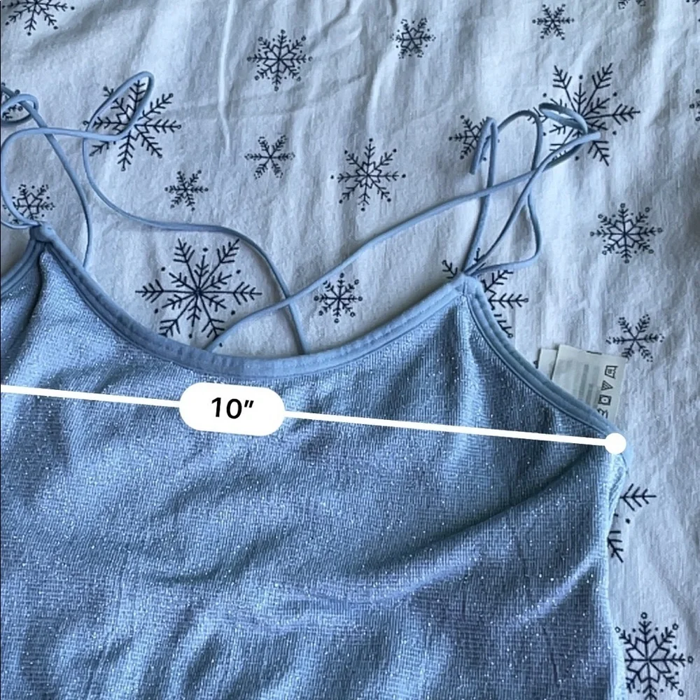 Hollister Gilly Hicks Light Blue Glitter Cross Spaghetti Strap Cropped Tank Top - Picture 5 of 6